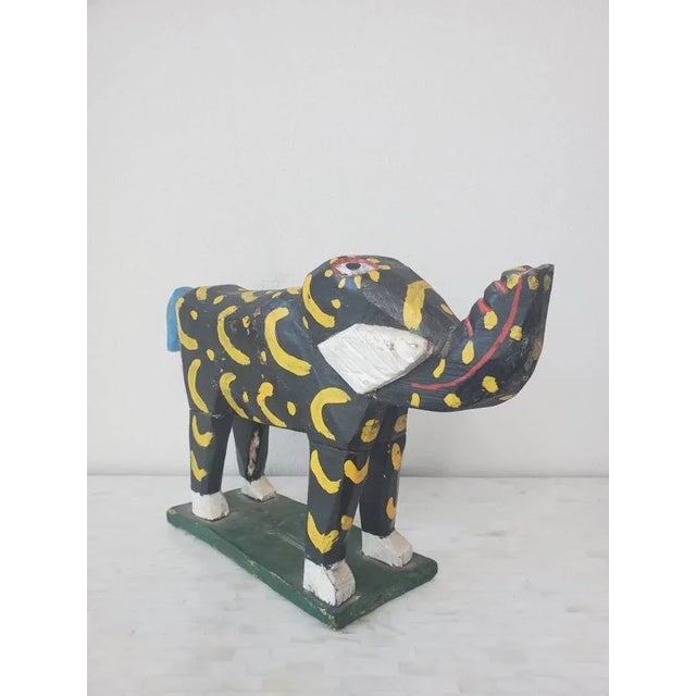 Folk Art Vintage Guatemalan Hand Carved & Painted Elephant For Sale - Image 3 of 11