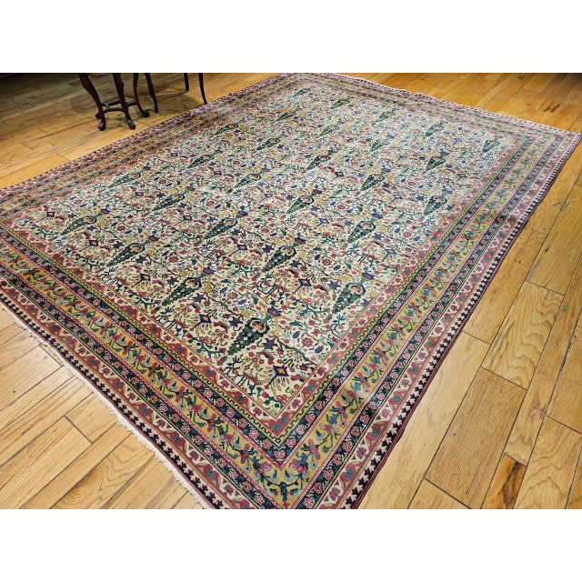 Early 20th Century Indian Agra Rug, Handwoven “Tree of Life” Pattern, 9' x 12' For Sale - Image 4 of 14