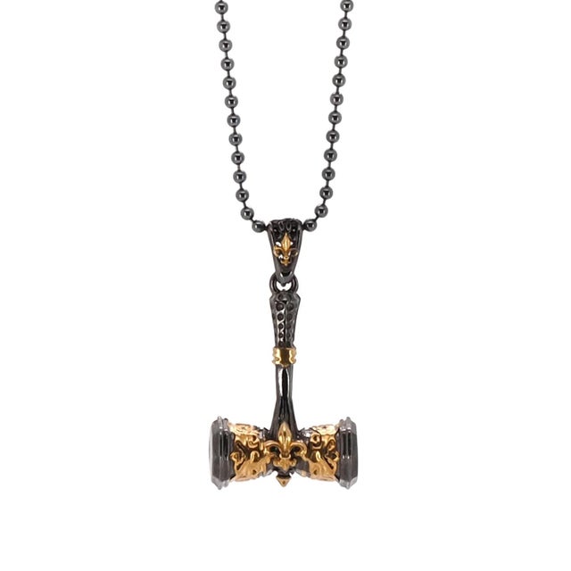 Sterling Silver & Gold Hammer Pendant Necklace For Sale - Image 9 of 9