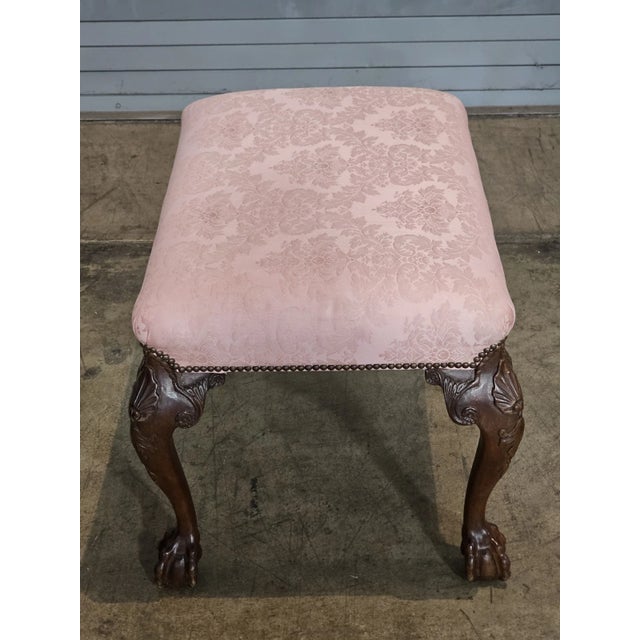 Wood Baker Historic Charleston Chippendale Mahogany Footstool Bench Stool Claw & Ball For Sale - Image 7 of 8