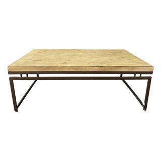 Modern Gray Wood and Iron Coffee Table For Sale