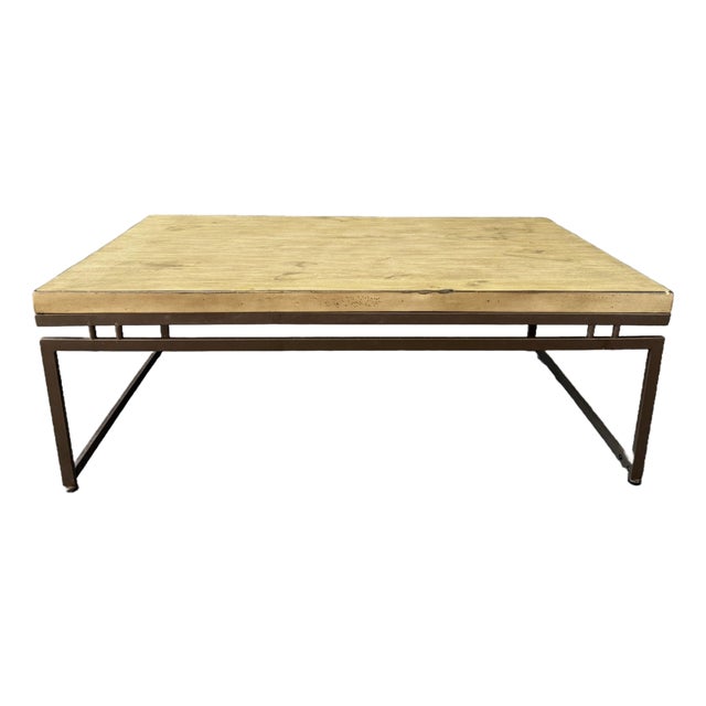 Modern Gray Wood and Iron Coffee Table For Sale