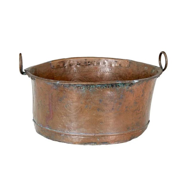19th century embossed brass copper cooking pot circa 1870. Good quality decorative copper cooking pot. Handmade with...
