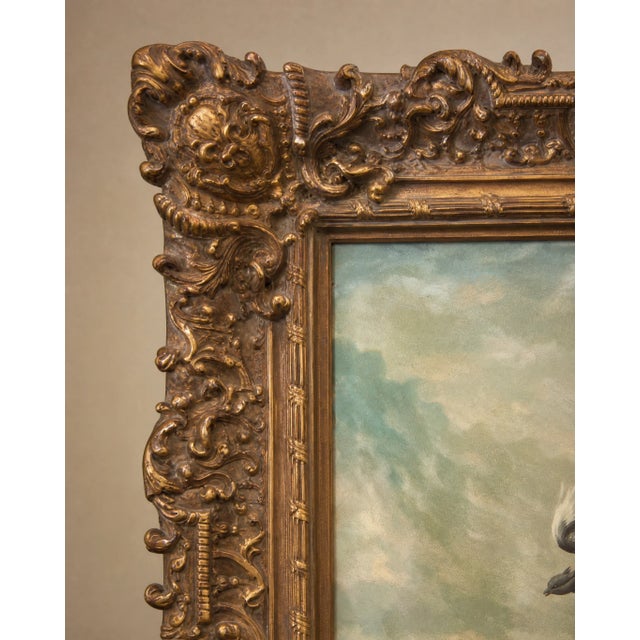 Traditional Late 19th Century Ornate Framed Peacock Oil Painting on Canvas, Signed 49" W × 62" H For Sale - Image 3 of 7