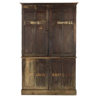 Large Vintage Patinated Wood Postal Cabinet For Sale