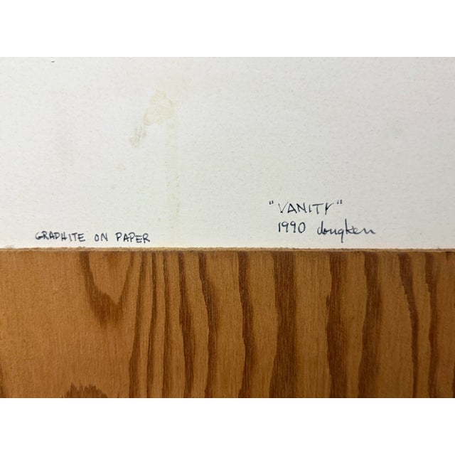 Circa 1990 Dougken "Vanity" Graphite on Paper Art Work in Metal Frame For Sale - Image 12 of 12