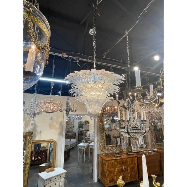 Modern Modern Murano Glass Palm Form Chandelier in Opalescent Glass For Sale - Image 3 of 9