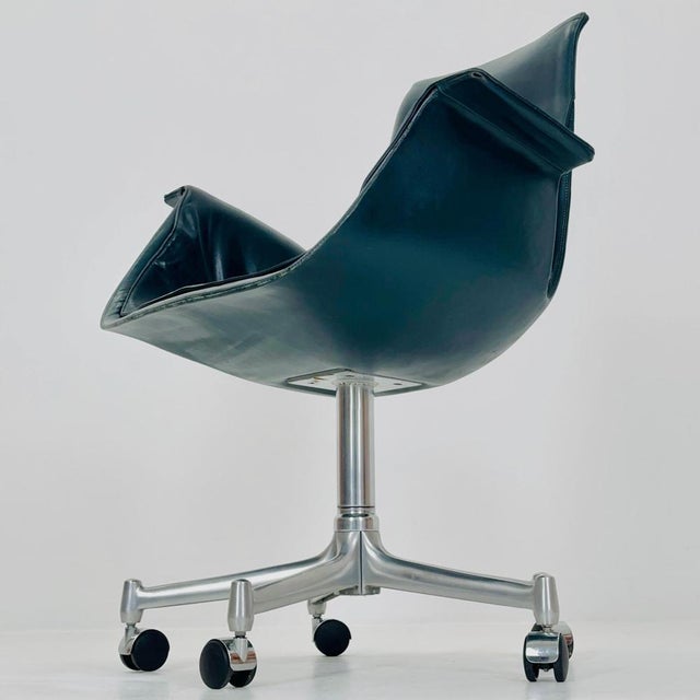 Animal Skin Mid-Century Dark Green Model 6727 Tulip Desk Chair by Preben Fabricius & Jørgen Kastholm for Walter Knoll, 1960s For Sale - Image 7 of 12