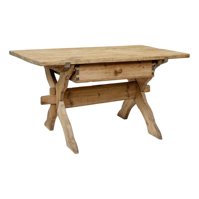 Antique Swedish Pine Kitchen Table, 1840 For Sale