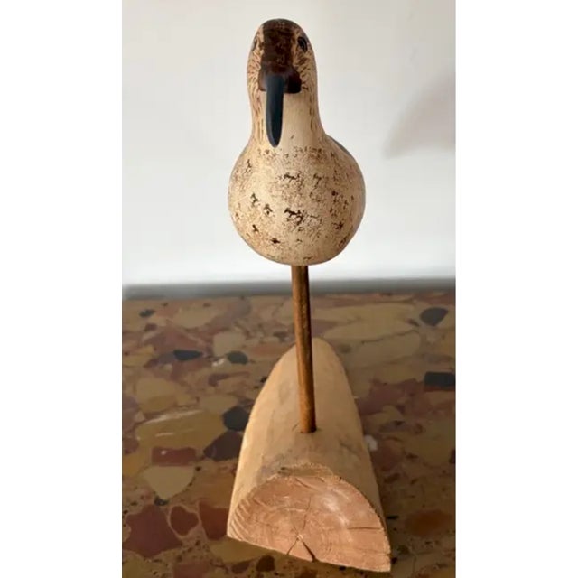 Vintage Hand Carved and Painted Wooden Shorebird, Folk Art For Sale In New York - Image 6 of 7