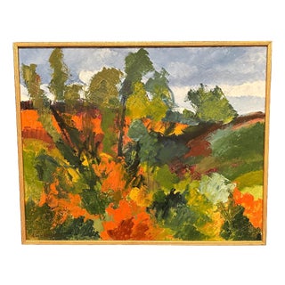 Stig Hallblom, Autumn Landscape, 1950s, Oil Painting on Canvas, Framed For Sale