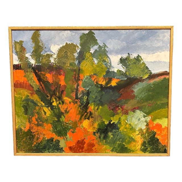 Stig Hallblom, Autumn Landscape, 1950s, Oil Painting on Canvas, Framed For Sale