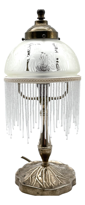 Brass Lamp with Glass Beads Shade from Hepa, 1970s