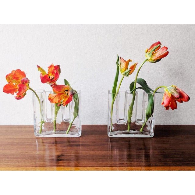 Sculptural Crystal Glass Vases by Josef Riedl for Riedl Glass, Austria, 1970s, Set of 2 For Sale - Image 4 of 15