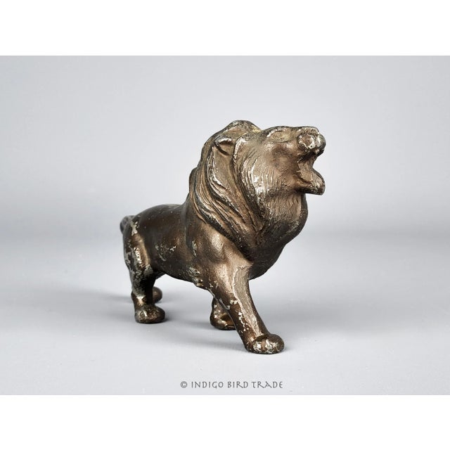 Vintage Art Deco Spelter Lion Statue For Sale - Image 4 of 6