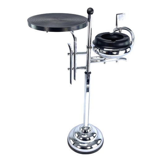 Art Deco Ashtray Stand in Chrome and Bakelite attributed to Demeyere, Belgium, 1930s For Sale
