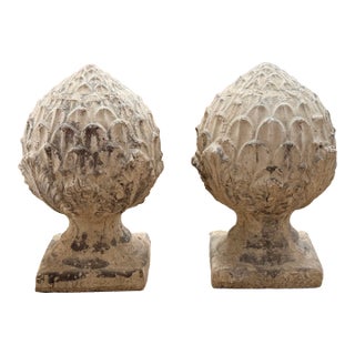 Pair of Terracotta Artichoke Finials For Sale