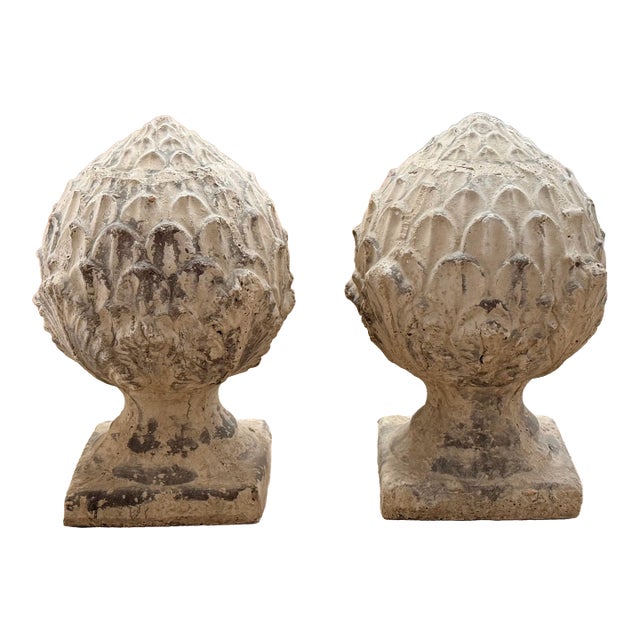 Pair of Terracotta Artichoke Finials For Sale