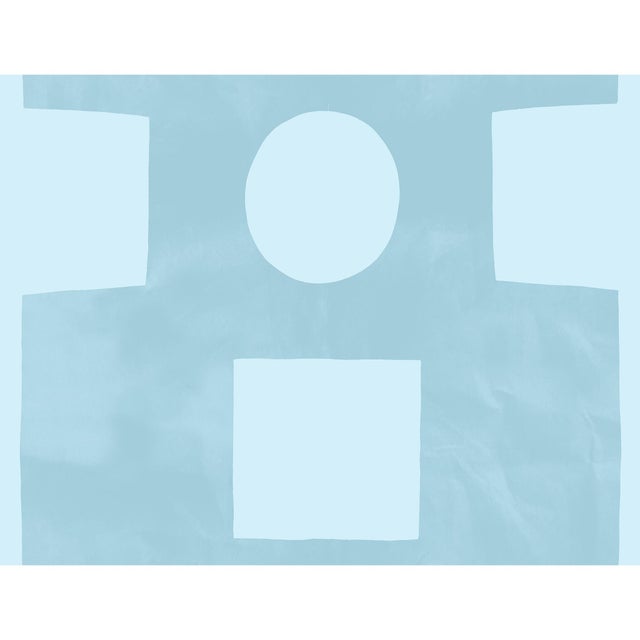 Art Deco Sample - Abstract Cutout Wallpaper by Paule Marrot in Sky Blue For Sale - Image 3 of 3