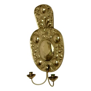 Large Mid-Century Swedish Baroque Style Brass Sconces, Set of 2 For Sale