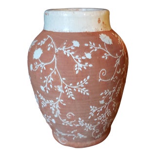 Vintage Peach Earthenware Vase For Sale