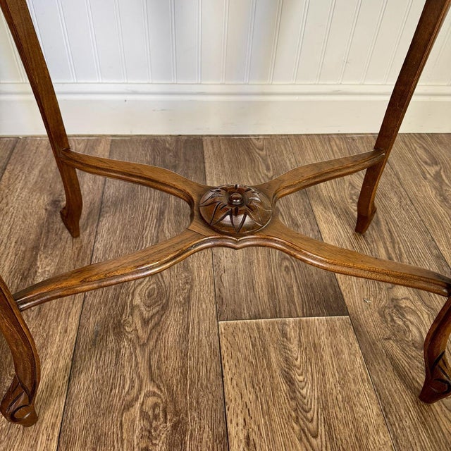 Mid 20th Century Walnut Hand-Carved French Provincial Side Table For Sale - Image 4 of 15