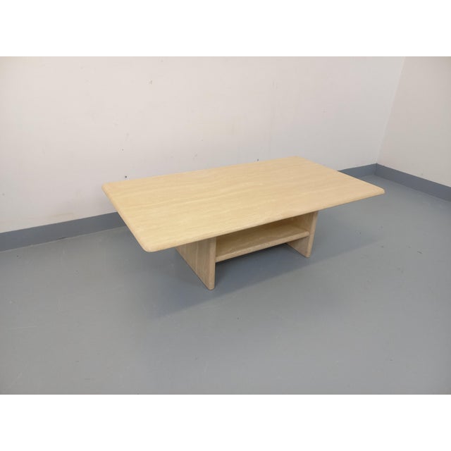 Vintage Rectangular Travertine Coffee Table with Magazine Rack, 1980s For Sale - Image 14 of 18