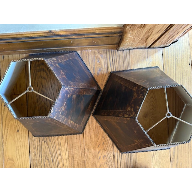 Vintage Metal Hand-Painted Tortoise Lampshades - a Pair For Sale In Denver - Image 6 of 6