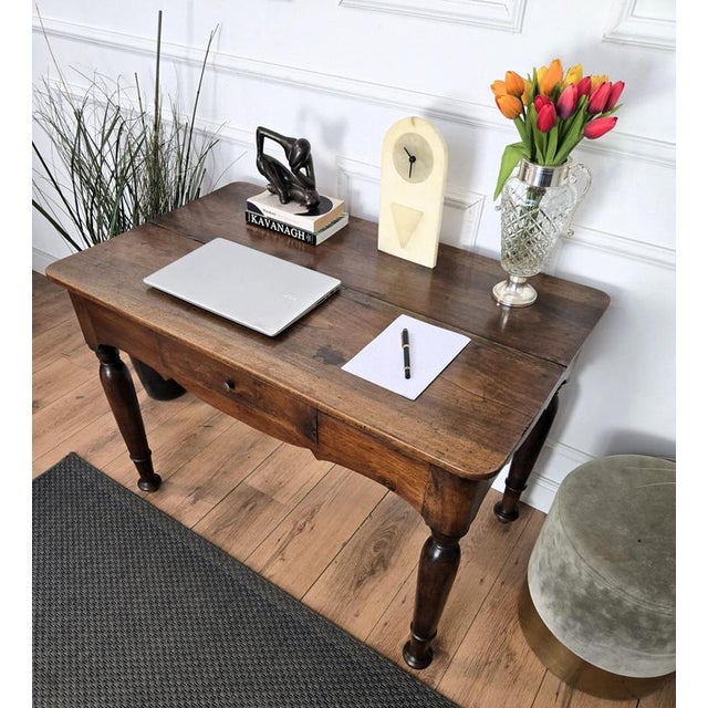 Antique Italian Walnut Rustic Desk, 1890s For Sale - Image 4 of 11