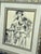 Mid-Century Figural Seated Woman Ink Drawing in Ornate Gold Gilt Frame For Sale - Image 4 of 11