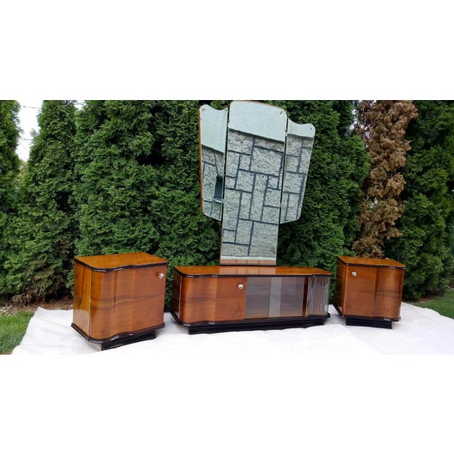 Art Deco Bedside Tables and Dressing Table with Mirror, Set of 3 For Sale - Image 13 of 13