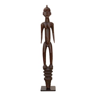 Antique African Carved Wood Mumuye Figure on Stand For Sale
