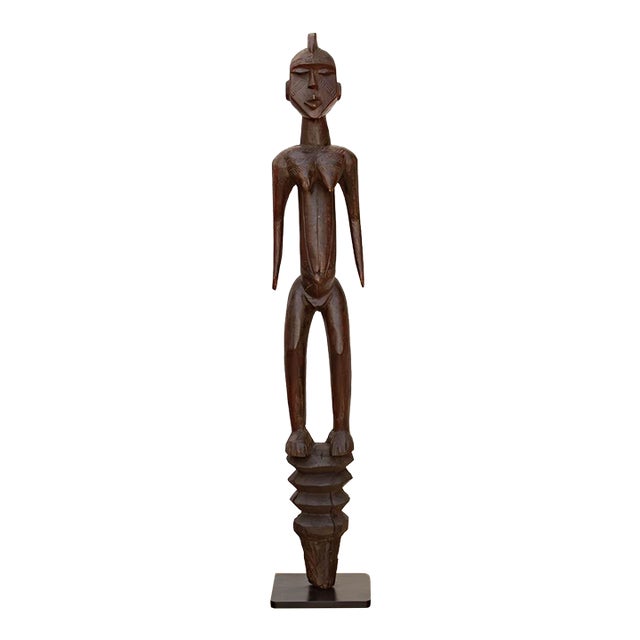 Antique African Carved Wood Mumuye Figure on Stand For Sale