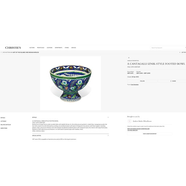 Large Cantagalli Iznik Style Footed Bowl / 19th Century, Italy For Sale - Image 10 of 12