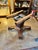 Antique 48” Tiger Oak Round Pedestal Dining Table With 3/4” Glass Top For Sale In West Palm - Image 6 of 9