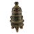 Vintage Chinese Dark Tea Dust Glaze Tripod Censer, Pierced Lid Two-Tier Ceramic Incense Burner For Sale