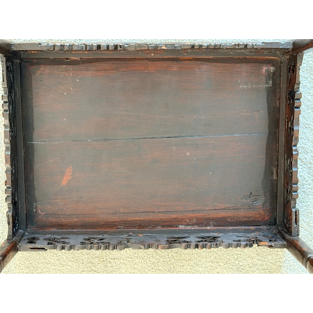Small Chinese Hardwood Table With Hand Carved Apron. For Sale - Image 9 of 14