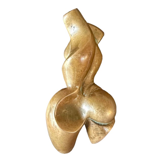 Mid-Century Modern Biomorphic Solid Bronze Female Torso Sculpture For Sale