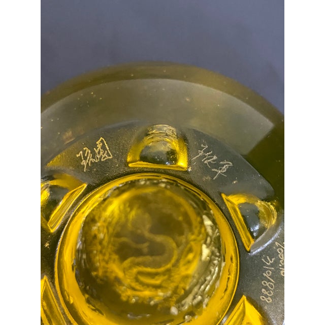 2000 Heinrich Wang Liuli Crystal Dragon Rooster Bowl For Sale - Image 16 of 16