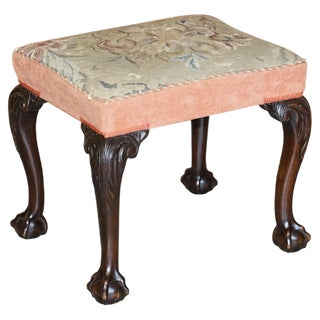 Antique Victorian Hand-Carved Claw & Ball Feet Piano Stool, 1880s For Sale
