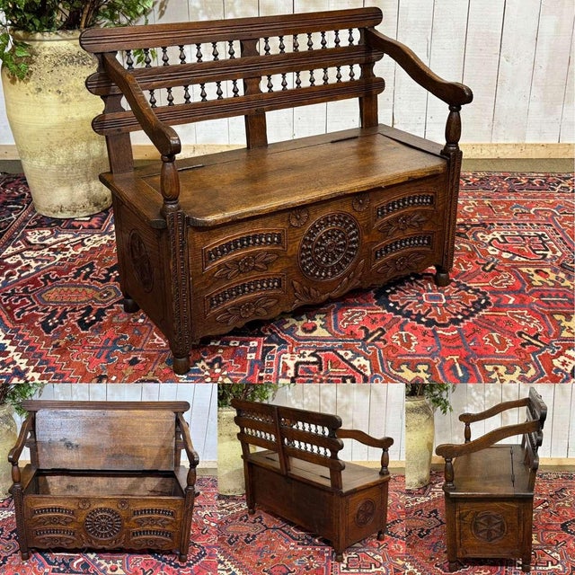 19th Century Breton Chestnut Storage Bench For Sale - Image 3 of 17
