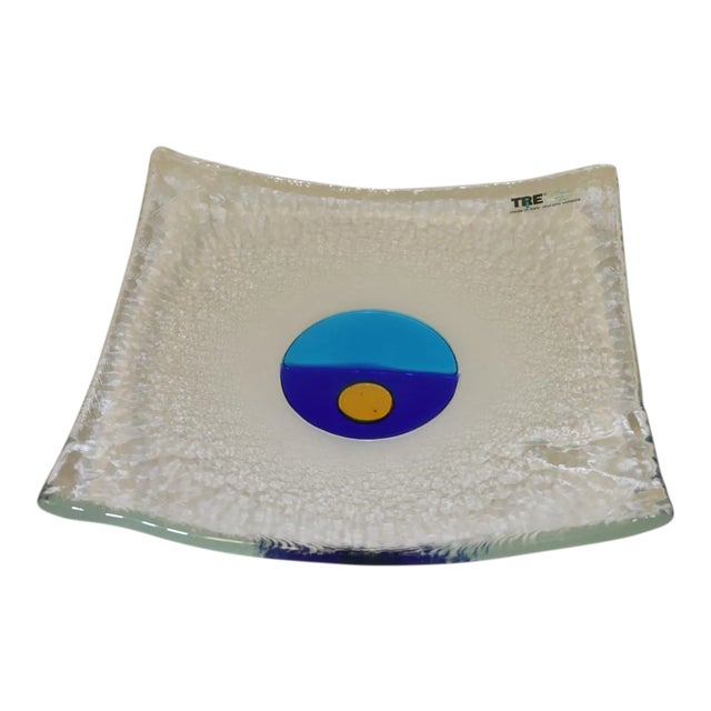 Late 20th Century Mid-Century Murano Hand Cast Glass Dish For Sale