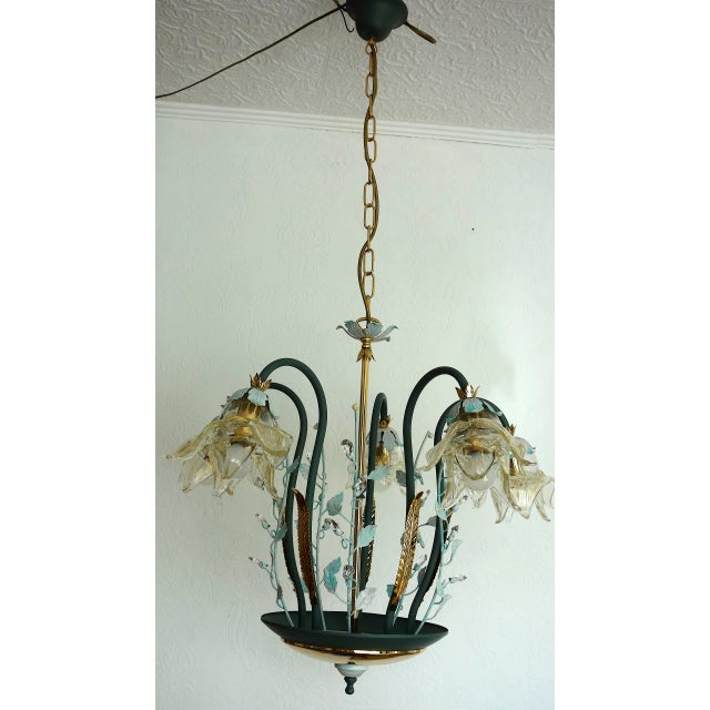 Italian Brass and Glass Lead Crystal Chandelier from Artigian Fabbrica Lambadari, 1960s For Sale - Image 4 of 16