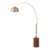 1980s Mid 20th Century Tambo Brass Floor Lamp - 92" Half Dome Shade, Walnut Base, Dimmable For Sale