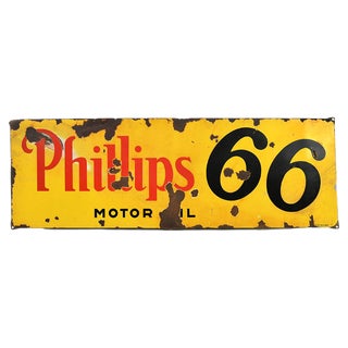Vintage Phillips 66 Advertising Enamel Plate For Sale