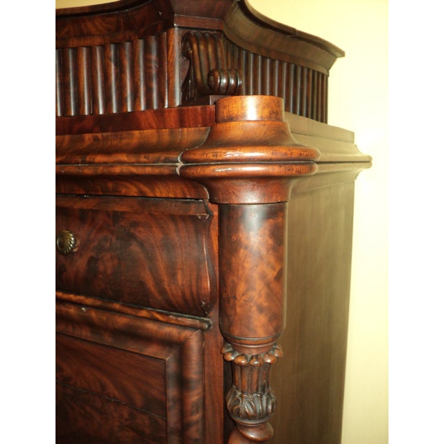 Red 1840s Mahogany German Empire Secretary Desk For Sale - Image 8 of 13
