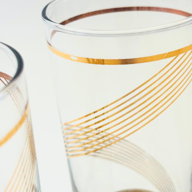 Mid Century Gold Spiral Highball Tumblers - Set of 4 For Sale - Image 10 of 12