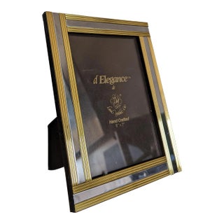 80s Cut Mirror and Brass Tone Picture Frame For Sale