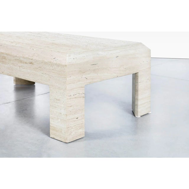 Mid-Century Modern 1970s Vintage Italian Modern Travertine Coffee Table For Sale - Image 3 of 11