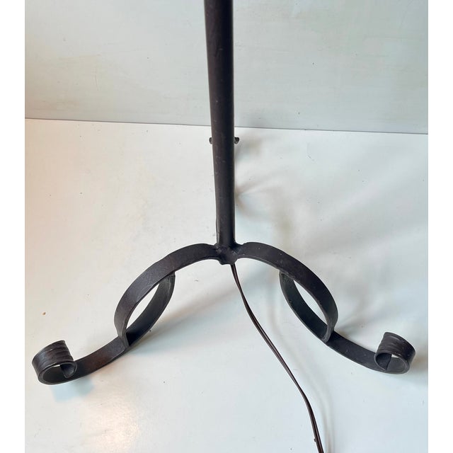1940s Danish Functionalist Adjustable Floor Lamp in Wrought Iron, 1940s For Sale - Image 5 of 10